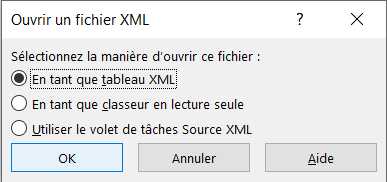 Імпарт як табліцы XML